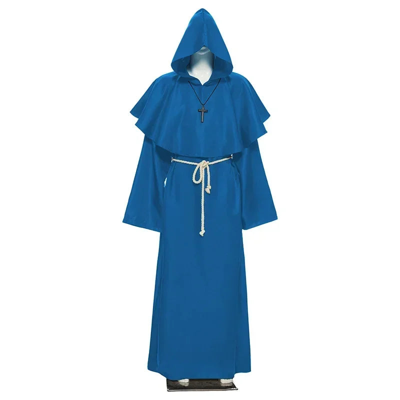 Robe de Moine Médiévale à Capuche, Cape de Renati anc, Costume de Cosplay d'Halloween, Masque de Wizard Dam Punk Everak