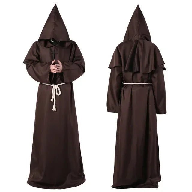 Robe de Moine Médiévale à Capuche, Cape de Renati anc, Costume de Cosplay d'Halloween, Masque de Wizard Dam Punk Everak