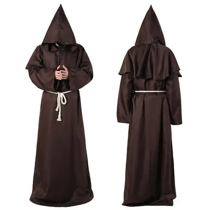 Robe de Moine Médiévale à Capuche, Cape de Renati anc, Costume de Cosplay d'Halloween, Masque de Wizard Dam Punk Everak