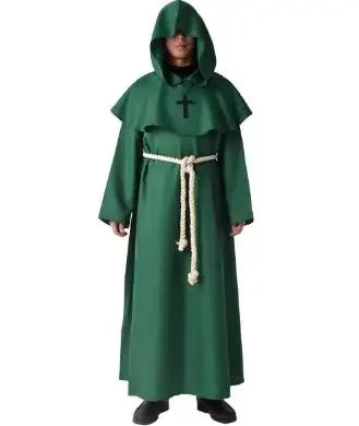 Robe de Moine Médiévale à Capuche, Cape de Renati anc, Costume de Cosplay d'Halloween, Masque de Wizard Dam Punk Everak