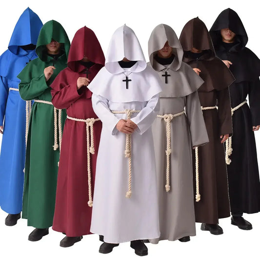Robe de Moine Médiévale à Capuche, Cape de Renati anc, Costume de Cosplay d'Halloween, Masque de Wizard Dam Punk Everak