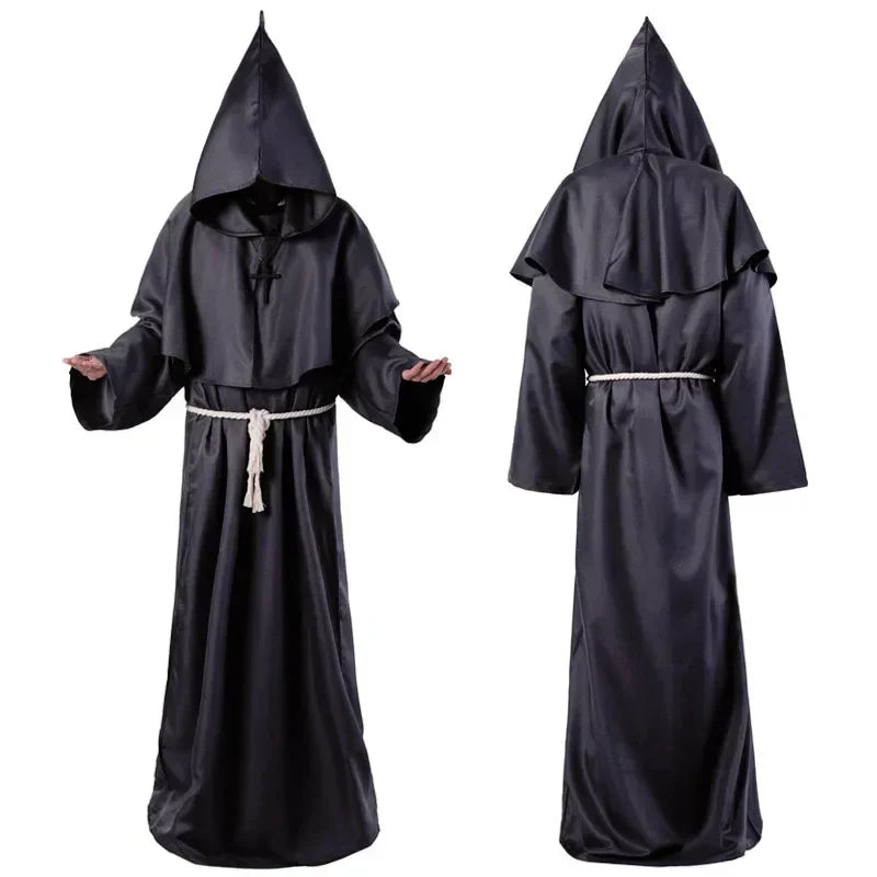 Robe de Moine Médiévale à Capuche, Cape de Renati anc, Costume de Cosplay d'Halloween, Masque de Wizard Dam Punk Everak