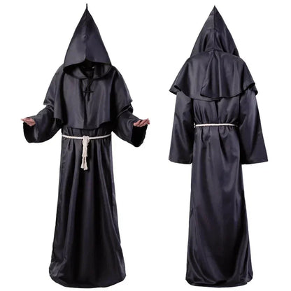 Robe de Moine Médiévale à Capuche, Cape de Renati anc, Costume de Cosplay d'Halloween, Masque de Wizard Dam Punk Everak