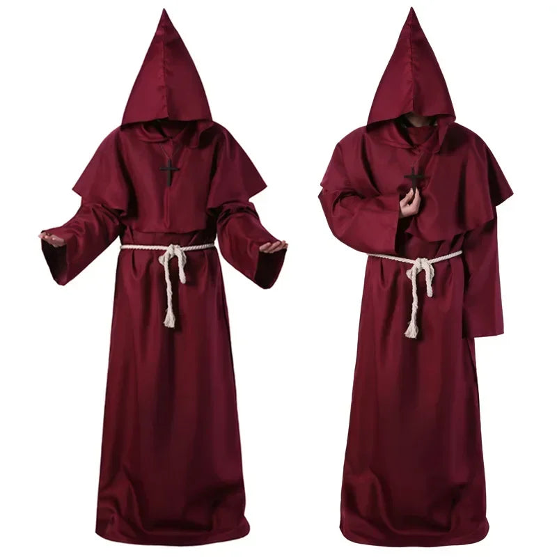 Robe de Moine Médiévale à Capuche, Cape de Renati anc, Costume de Cosplay d'Halloween, Masque de Wizard Dam Punk Everak