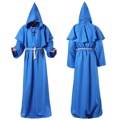 Robe de Moine Médiévale à Capuche, Cape de Renati anc, Costume de Cosplay d'Halloween, Masque de Wizard Dam Punk Everak