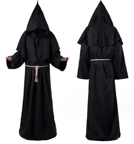 Robe de Moine Médiévale à Capuche, Cape de Renati anc, Costume de Cosplay d'Halloween, Masque de Wizard Dam Punk Everak
