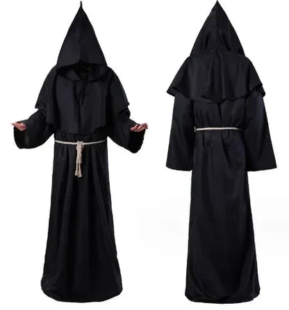 Robe de Moine Médiévale à Capuche, Cape de Renati anc, Costume de Cosplay d'Halloween, Masque de Wizard Dam Punk Everak