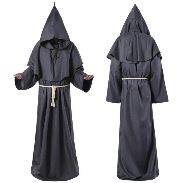 Robe de Moine Médiévale à Capuche, Cape de Renati anc, Costume de Cosplay d'Halloween, Masque de Wizard Dam Punk Everak