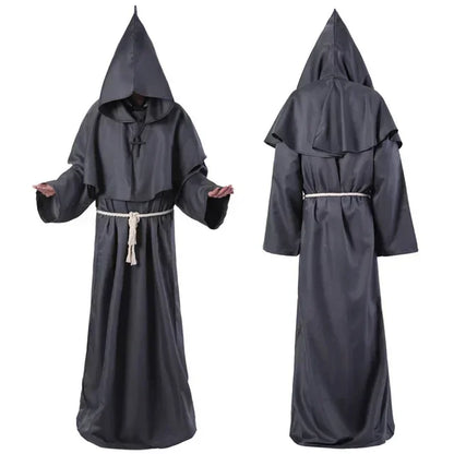 Robe de Moine Médiévale à Capuche, Cape de Renati anc, Costume de Cosplay d'Halloween, Masque de Wizard Dam Punk Everak